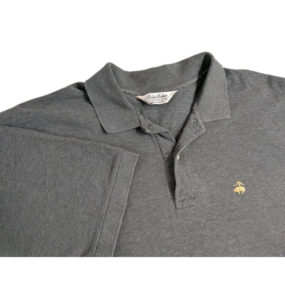 Vintage Brooks Brothers Golden Fleece Polo Shirt Mens Large Gray Solid Knit